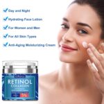 Retinol Cream for Face - Facial Moisturizer with Collagen and Hyaluronic Acid, Anti-Wrinkle Reduce Fine Lines Vitamin C+E Natural-Ingredient Day Night Anti-Aging For Women Men - Image 8