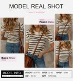 Dokotoo Women's Short Puff Sleeve Knit Tops 2025 Trendy Crewneck Striped T Shirts Casual Summer Blouses - Image 3