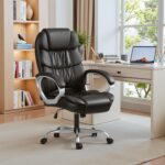 Homall Office Chair High Back Computer Desk Chair, PU Leather Adjustable Height Modern Executive Swivel Task Chair with Padded Armrests and Lumbar Support (Black) - Image 8