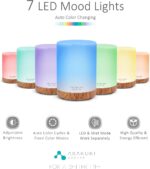 ASAKUKI 300ML Essential Oil Diffuser, Quiet 5-in-1 Premium Humidifier, Home Fragrance Aroma Diffuser with 7 LED Color Changing Light and Auto-Off Switch -Light Brown - Image 3