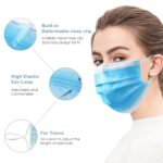 Wecolor 100 Pcs Disposable 3 Ply Earloop Face Masks, Suitable for Home, School, Office and Outdoors (Blue) - Image 3