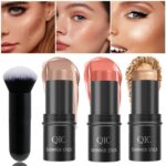 3 Pcs Contour Stick Makeup Kit, Shades with Cream Bronzer Contour, Highlighter and Blush Stick, Easy Sculpt the Cheeks Non-greasy, Waterproof Long-lasting Matte Dewy Effect for Face Makeup - Image 2