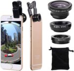 3 in 1 Cell Phone Camera Lens Kit Wide Angle Macro Fisheye Lens Universal for Smart Phones iPhone Samsung Android Black - Image 2