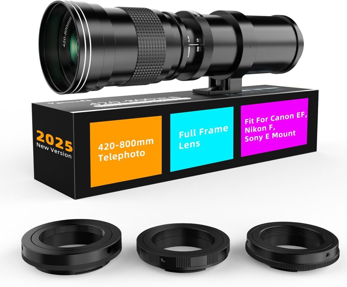 420-800mm F/8.3 Full Frame Telephoto Zoom Lens, Manual Focus for Canon EF/EF-S, Nikon F, Sony E Mount Cameras, Perfect Starter Lens for Moon, Bird, Wildlife & Nature Photography - Image 2