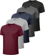 5 Pack Workout Shirts for Men-Quick Dry Black Gym Moisture Wicking Short Sleeve T-Shirts for Running Athletic Casual - Image 2