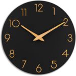 AKCISOT Wall Clock Modern Wall Clocks Battery Operated, Silent Non Ticking Clock Decorative for Kitchen, Bathroom, Bedroom (Black Gold) - Image 2