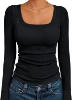 AUTOMET Womens Long Sleeve Shirts Square Neck Tops Ribbed Knit Basic Teen Girls Crop Tops Fall Outfits Fashion Clothes 2025 - Image 2