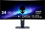 Alienware 34 240Hz QD-OLED Curved Gaming Monitor - AW3425DW - 34.2-inch WQHD (3440 x 1440) 240Hz 0.03ms Display, 1800R Curve, AMD FreeSync Premium Pro, VESA AdaptiveSync, VESA DisplayHDR TrueBlack 400 - Image 2