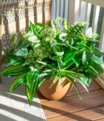 Artificial Greenery Plants Fake Plastic Leaves with Stems UV Resistant Large Bunches Outside Faux Plants Bushes for Outdoor Patio Garden Front Porch Yard Decor (Green) - Image 2