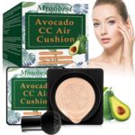 BB Mushroom Air Cushion, Avocado BB/CC Cream, All-Day Lasting Nude Foundation, Even Skin Tone Makeup Base, Easy to Apply, Thin, Moist - Image 2