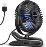 BESKAR USB Clip on Fan, Portable Small Fan with Cord Powered, 3 Speeds Strong Airflow, with Sturdy Clamp, Quiet Personal Desk Fan - Image 2