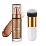 Body Shimmer Oil, Glistening Bronze Natural Glow Luminizer, Long Lasting Waterproof Moisturizing Liquid Illuminator Highlighter Makeup for a Sun-Kissed Glow, Brush Include, 1oz, Medium - Image 2