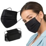 Borje Disposable Face Mask, 100 PCS Black Masks, 3 Ply Protection Face Masks - Image 2