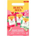 Burt's Bees Christmas Gifts - Face Mask Bundle Set, Hydrating Watermelon, Calming Rose, & Refreshing Cucumber, Face Sheet Masks for Single Use Skin Care, 99% Natural Origin, 3 Count, 0.33oz Each - Image 2