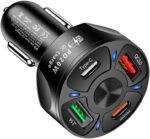 Car Charger Adapter,4 Ports USB Fast Car Charger QC3.0/PD20W/Type-c/2.1A, Smart Shunt Car Phone Charger Compatible iPhone 14 13 12 Pro Max/All Smart Phones (Black) - Image 2