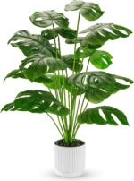 Der Rose 28" Fake Plants Large Artificial Monstera Faux Potted Plants Indoor Tall for Outdoor Floor Front Porch Tree Decor - Image 2