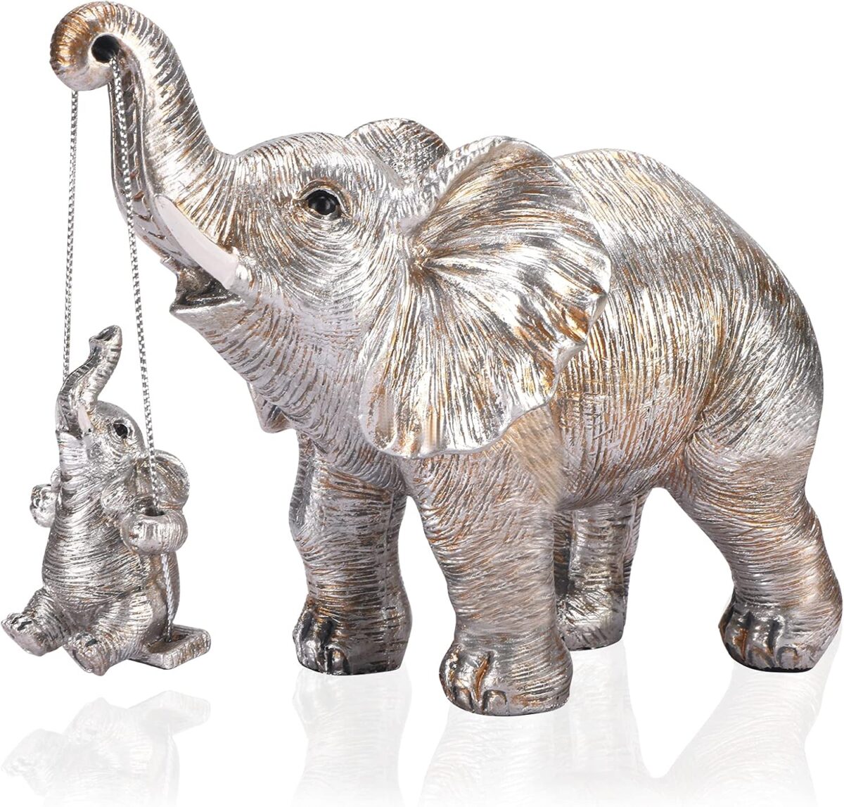 Elephant Statue. Elephant Decor Brings Good Luck, Health, Strength. Elephant Gifts for Women, Mom Gifts. Decorations Applicable Home, Office, Bookshelf TV Stand, Shelf, Living Room - Silver - Image 2