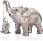 Elephant Statue. Elephant Decor Brings Good Luck, Health, Strength. Elephant Gifts for Women, Mom Gifts. Decorations Applicable Home, Office, Bookshelf TV Stand, Shelf, Living Room - Silver - Image 2