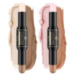 FV Dual-Ended Contour & Highlighter Stick - 2 Pack, Waterproof, Long-Lasting, Creamy & Blendable Formula, Natural Finish Sculpting Stick for Face & Body, Shades: 02 Light/Medium & 01 Medium - Image 2