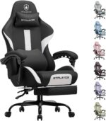 GTRACING Gaming Chair with Foot Rest & Pocket Spring Cushion, Breathable Fabric for Home Office Desk, Ergonomic High Back Computer Chair with Headrest & Lumbar Support, Black - Image 2