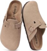 Genuine Suede Clogs for Women Men Soft Cork Footbed Leather Mules Comfort Potato Shoes with Arch Support - Image 2