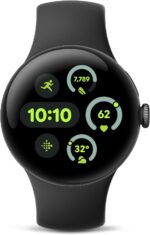 Google Pixel Watch 3 (41mm) 2024 Model - Android Smartwatch, Heart Rate Tracking, Fitbit Advanced Running, Fitness Insights, 24-Hour Battery - Matte Black Aluminum Case - Obsidian Band - Wi-Fi - Image 2