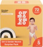 Hello Bello Premium Diapers, Size 5 (27+ lbs) Surprise Pack for Girls - 72 Count, Hypoallergenic with Soft, Cloth-Like Feel - Assorted Girl & Gender Neutral Patterns - Image 2