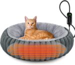 INVENHO Heated Cat Beds for Indoor Cats and Small Dogs, 20" Cozy Donut Heated Pet Bed with Timer & Temp Adjustable, Removable Waterproof Electric Warming Bed for Indoor Cat - Image 2