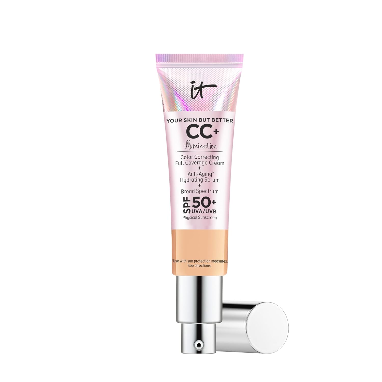 IT Cosmetics CC+ Cream Illumination - Radiant Full Coverage Foundation With SPF 50+, Color Corrector & Hydrating Anti-Aging Serum, Hydrolyzed Collagen + Peptides, Normal to Dry Skin - 1.08 fl oz - Image 2