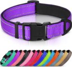 Joytale Reflective Dog Collar,Soft Neoprene Padded Breathable Nylon Pet Collar Adjustable for Large Dogs,Purple,L - Image 2