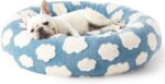 LE SURE Donut Dog Bed Medium Size Dog - Round Cat Beds for Indoor Calming Pet with Washable Cover, Cute Modern Puppy Beds with Jacquard Shaggy Plush & Anti Slip Bottom, 30 Inch, Blue - Image 2