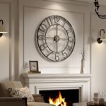 Large Wall Clock for Living Room Kitchen Mantel Decor, 30 Inch Decorative Wall Clock Silent Non Ticking Battery-Operated Metal Round Modern Black Wall Clocks Arabic Numerals - Image 2