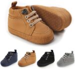 Meckior Toddler Baby Boys Girls High Tops Ankle Sneakers Soft Anti-Slip Sole PU Leather Moccasins Infant Newborn Prewalker First Walking Crib Shoes - Image 2