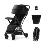 Momcozy ClickGo Lightweight Stroller, Compact Travel Stroller for Airplane with One-Click Fold, Baby Strollers and Toddler Stroller with Large Canopy for Kids from 0 Months, Extendable UPF50+ Canopy - Image 2