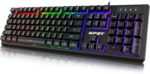 NPET K10 Wired Gaming Keyboard, LED Backlit, Spill-Resistant Design, Multimedia Keys, Quiet Silent USB Membrane Keyboard for Desktop, Computer, PC (Black) - Image 2