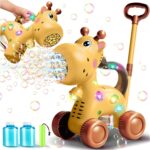 Nicmore Automatic Bubble Machine Toddler Toys: Giraffe Bubble Lawn Mover Outdoor Toy for 1 2 3 4 5 Year Old Boy Girl - Push or Handheld Bubble Maker Blower for Age 1-3 Kids Birthday Gifts - Image 2