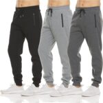 PURE CHAMP Mens 3 Pack Fleece Active Athletic Workout Jogger Sweatpants for Men with Zipper Pocket and Drawstring Size S-3XL - Image 2