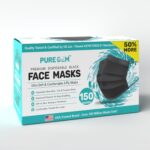 [Pack Of 150] Black Disposable Face Mask, 3-Ply Adult Masks, Facial Cover with Elastic Earloops For Home, Office, School, and Outdoors - Image 2