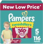 Pampers Diapers - Swaddlers 360° - Size 5, 116 Count, up to 100% Leakproof Comfy Dry Fit, Designed for Easy Changes, Pull On Baby Diaper (Packaging May Vary) - Image 2