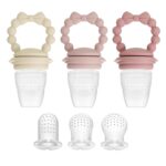 PandaEar 3 Pack Baby Fruit Food Feeder Pacifier with 3 Different Size Silicone Pouch, Silicone Teethers for Babies 3-6-12 Months, BPA Free Mesh Feeder, Baby Solid Food Essentials - Image 2
