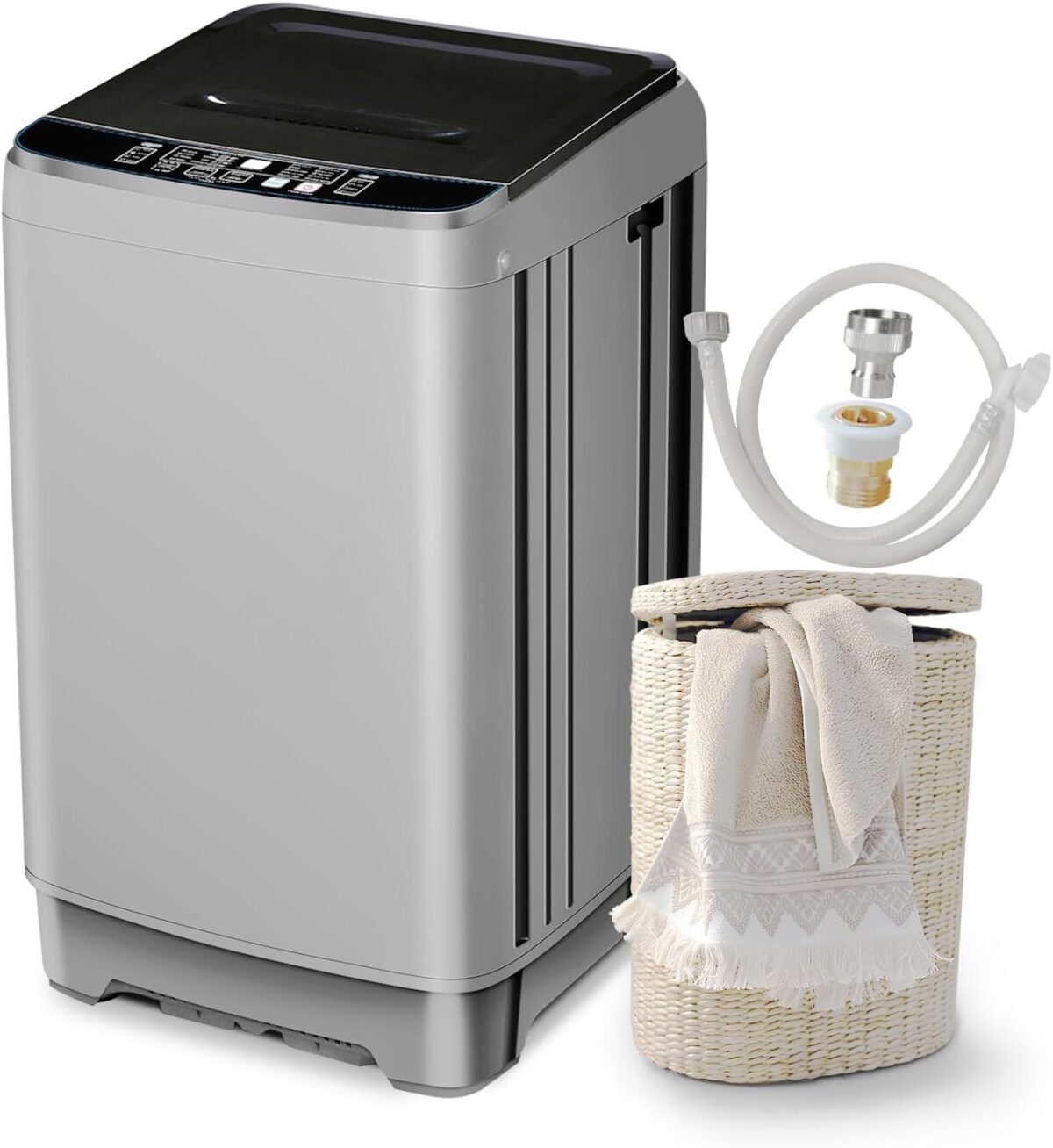Portable Washing Machine 2.3 Cu. Ft. Full-Automatic Compact Washer Machine for Apartment, 10 Wash Program Small Portable Washer for Dorm, Apartment, RV, Home, Silver - Image 2