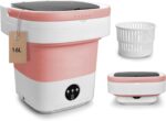 Portable Washing Machine, Mini 16L Foldable Washer and Dryer with 3 Modes Deep Cleaning, Upgraded Small Collapsible Laundry for Hotel, Apartment, Home and Travel - Pink - Image 2