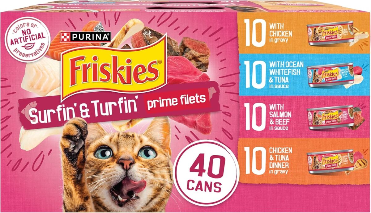 Purina Friskies Gravy Wet Cat Food Variety Pack, Surfin’ and Turfin’ Prime Filets Favorites - (Pack of 40) 5.5 oz. Cans - Image 2