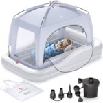 QPAU Inflatable Toddler Travel Bed with Tent, Baby Crib Tent, Portable Kids Air Mattress with Safety Bumpers, Ideal for Home, Grandma's, Camping, Traveling -Includes Fast Electric Pump - Image 2