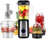 SANGCON 5 in 1 Blender and Food Processor Combo for Kitchen, Small Electric Food Chopper for Meat and Vegetable, 350W High Speed Blenders with 2 Speeds and Pulse for Smoothies and Shakes - Image 2