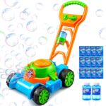 SLOOSH Bubble Lawn Mower Toddler Toys - Pretend Play Bubble Blower Machine Gardening Toy Leak-Proof for Indoor Outdoor Use, Push Toys Preschool Baby Boys Kids Halloween Birthday Gifts (Blue) - Image 2