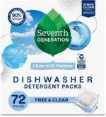 Seventh Generation Dishwasher Detergent Packs for sparkling dishes Free & Clear Dishwasher Tabs (72 Count) - Image 2