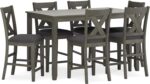 Signature Design by Ashley Caitbrook Casual Counter Height Dining Table and Upholstered Bar Stools with Nailhead Trim, Set of 7, Gray - Image 2