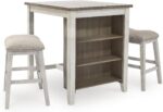 Signature Design by Ashley Skempton 3 Piece Counter Height Dining Set, Includes Table and 2 Barstools, Whitewash - Image 2