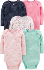 Simple Joys by Carter's Baby Girls' Long-Sleeve Bodysuit, Pack of 5 - Image 2